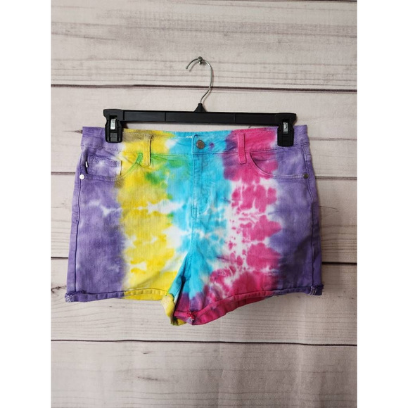 Judy Blue Pants - Judy Blue Los Angeles Womens Jean Shorts Pink Purple Tie Dye Denim Short L